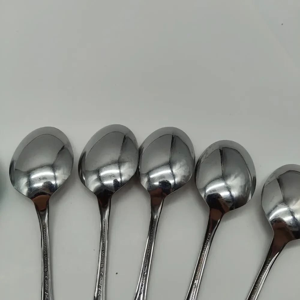 9X Tbsp Oneida Wm Rogers Mansfield Amadeus Table Spoons Stainless Steel